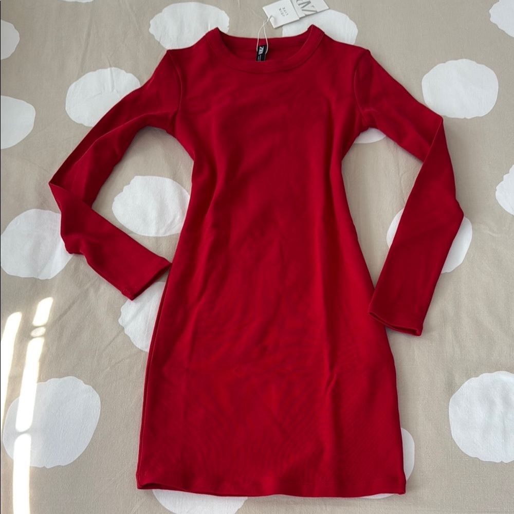 Zara Red Long Sleeve Dress
